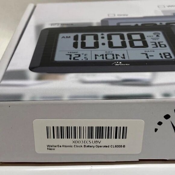 WallarGe Atomic Clock Black Indoor Temp Alarm 8.5" Battery Operated CL6008-B NIB - Picture 3 of 8